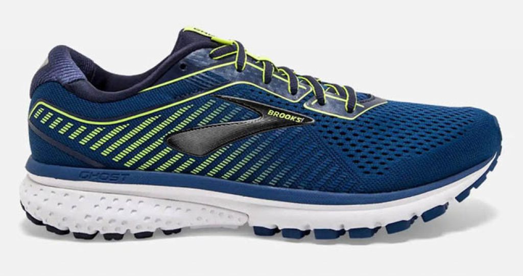 Brooks Ghost 12 navy and green running shoe